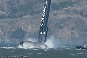 Oracle Racing UC 72 Demise - Oracle Team USA capsize AC72 Oct 16, 2012 photo copyright Erik Simonson www.pressure-drop.us http://www.pressure-drop.us taken at  and featuring the  class