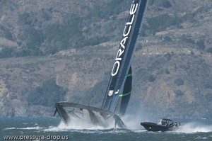 Oracle Racing UC 72 Demise - Oracle Team USA capsize AC72 Oct 16, 2012 photo copyright Erik Simonson www.pressure-drop.us http://www.pressure-drop.us taken at  and featuring the  class