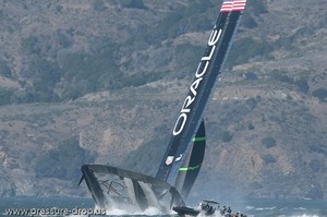 Oracle Racing UC 72 Demise - Oracle Team USA capsize AC72 Oct 16, 2012 photo copyright Erik Simonson www.pressure-drop.us http://www.pressure-drop.us taken at  and featuring the  class