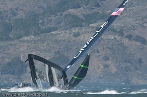 Oracle Racing UC 72 Demise - Oracle Team USA capsize AC72 Oct 16, 2012 photo copyright Erik Simonson www.pressure-drop.us http://www.pressure-drop.us taken at  and featuring the  class