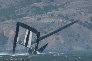 Oracle Racing UC 72 Demise - Oracle Team USA capsize AC72 Oct 16, 2012 photo copyright Erik Simonson www.pressure-drop.us http://www.pressure-drop.us taken at  and featuring the  class