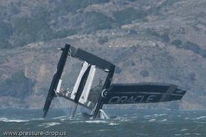 Oracle Racing UC 72 Demise - Oracle Team USA capsize AC72 Oct 16, 2012 photo copyright Erik Simonson www.pressure-drop.us http://www.pressure-drop.us taken at  and featuring the  class