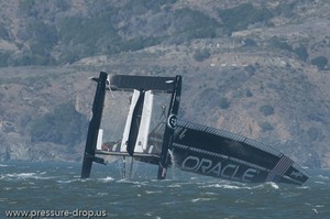 Oracle Racing UC 72 Demise - Oracle Team USA capsize AC72 Oct 16, 2012 photo copyright Erik Simonson www.pressure-drop.us http://www.pressure-drop.us taken at  and featuring the  class