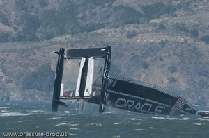 Oracle Racing UC 72 Demise - Oracle Team USA capsize AC72 Oct 16, 2012 photo copyright Erik Simonson www.pressure-drop.us http://www.pressure-drop.us taken at  and featuring the  class