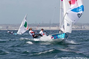 Lisa Westerhof and Lobke Berkhout competing at the London Olympics 2012 photo copyright Thom Touw http://www.thomtouw.com taken at  and featuring the  class