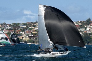 Fisher and Paykel is 2nd overall - AEG 3-Buoys Challenge 2012 Race 4 photo copyright Frank Quealey /Australian 18 Footers League http://www.18footers.com.au taken at  and featuring the  class