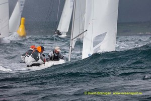 Monday 10th September 2012 - Kinsale, Co. Cork: Australian Richard Lynn with Ian Olson and Roger Hickman crewing during choppy conditions on the second day of racing in the Brewin Dolphin Dragon Gold Cup at Kinsale Yacht Club.  Photograph: David Branigan/Oceansport


 photo copyright David Branigan - Oceansport.ie taken at  and featuring the  class