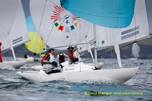 Tuesday 11th September 2012 - Kinsale, Co. Cork:  Russian entry Strange Little Girl helmed by Dmitry Samokhin with Andrey Kirilyuk and Aleksey Bushuev on the third day of racing in the Brewin Dolphin Dragon Gold Cup at Kinsale Yacht Club.  Photograph: David Branigan/Oceansport


 photo copyright David Branigan - Oceansport.ie taken at  and featuring the  class