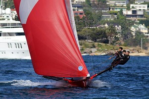 Gotta Love It 7 takes the victory. - 18ft Skiffs: 2012 NSW Championship, Race 1 photo copyright Frank Quealey /Australian 18 Footers League http://www.18footers.com.au taken at  and featuring the  class