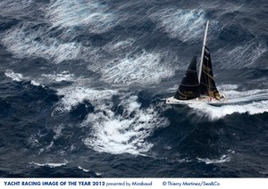 12_28466 ©Th.Martinez/Sea&Co. LES SABLES D'OLONNE - VENDEE- FRANCE . 27 Octobre 2012 . Bertrand de Broc (FRA) à bord de ``VNAM`` (Votre Nom Autour du Monde) , avant le Vendée Globe 2012/13 au large de l'ile d'Yeu(FRA). photo copyright Thierry Martinez http://www.thmartinez.com taken at  and featuring the  class