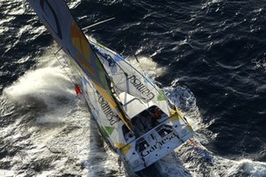 Mike Golding onboard his IMOCA Open60 yacht Gameas at the start of solo non stop around the world yacht race - The Vendee Globe 2012. Les Sables d Olonne. France
 
Credit: Lloyd Images/Curutchet Vincent /DPPI - 2012 Vendee Globe photo copyright Mark Lloyd/ DDPI/Vendee Globe http://www.vendeeglobe.org/en/ taken at  and featuring the  class