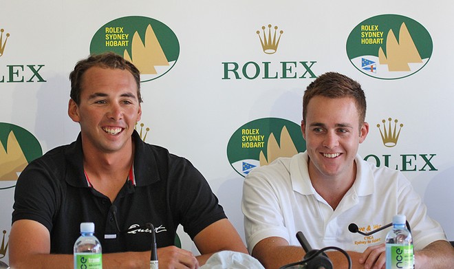 On the left is Quest’s Clinton Evans and right is Owain Brady from Love and War. - Rolex Sydney Hobart Yacht Race ©  John Curnow