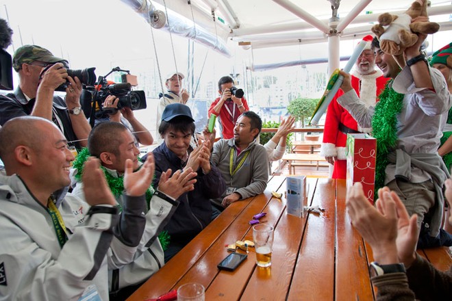 The Japanese crew of KLC Bengal7 were very much keen to be a part of it all. - Rolex Sydney Hobart Yacht Race ©  Alex McKinnon Photography http://www.alexmckinnonphotography.com