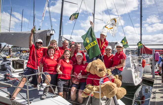 A nail biter as Wild Rose crew waited for Love & War to finish - 2012 Rolex Sydney Hobart Yacht Race ©  Rolex/Daniel Forster http://www.regattanews.com