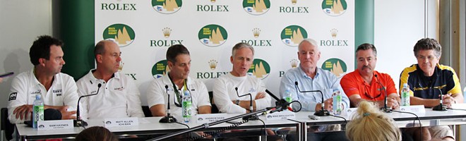 LtoR: Sam Haynes (Celestial), Matt Allen (Ichi Ban), Andrew Saies (Two True), Mike Broughton (Jazz), Lindsay May (Love and War), Ian Box (Toy Box), Jim Cooney (Brindabella). - Rolex Sydney Hobart Yacht Race ©  Alex McKinnon Photography http://www.alexmckinnonphotography.com