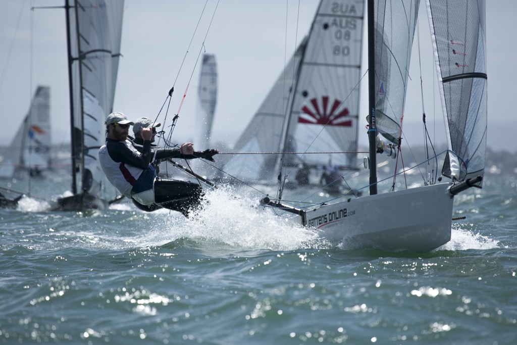 The racing was tight in the middle of the pack  - I14 Australian Championships 2012 © Andrew Gough
