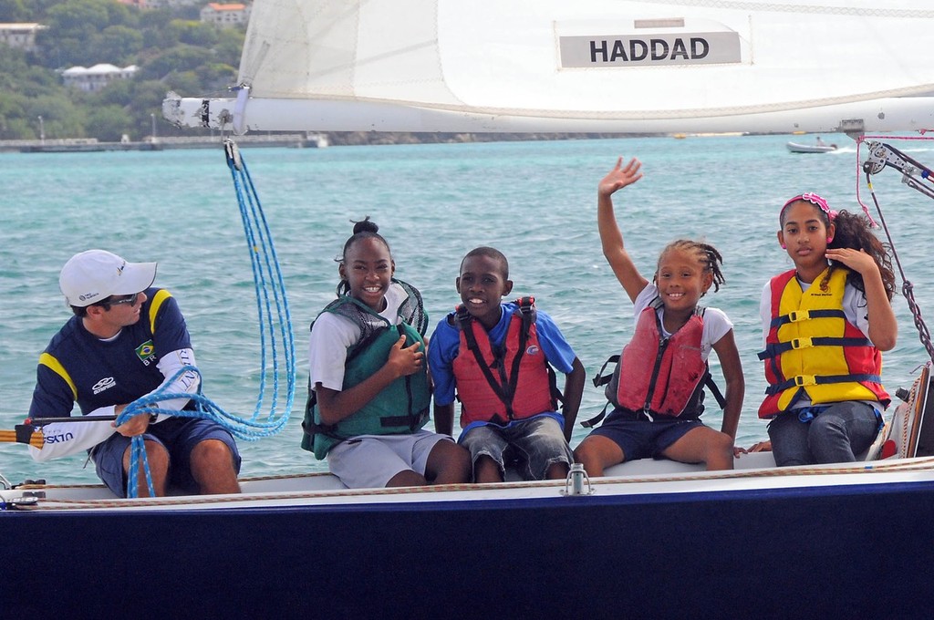 Brazil’s Henrique Haddad with his winning team in the Carlos Aguilar Match Race Youth Regatta. photo copyright Dean Barnes taken at  and featuring the  class