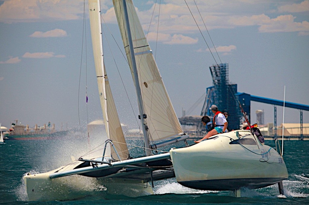 Greg Hill's Firefly 850 has shown some impressive busts of speed to lead division 2. - Cockburn Sound Regatta photo copyright Bernie Kaaks taken at  and featuring the  class