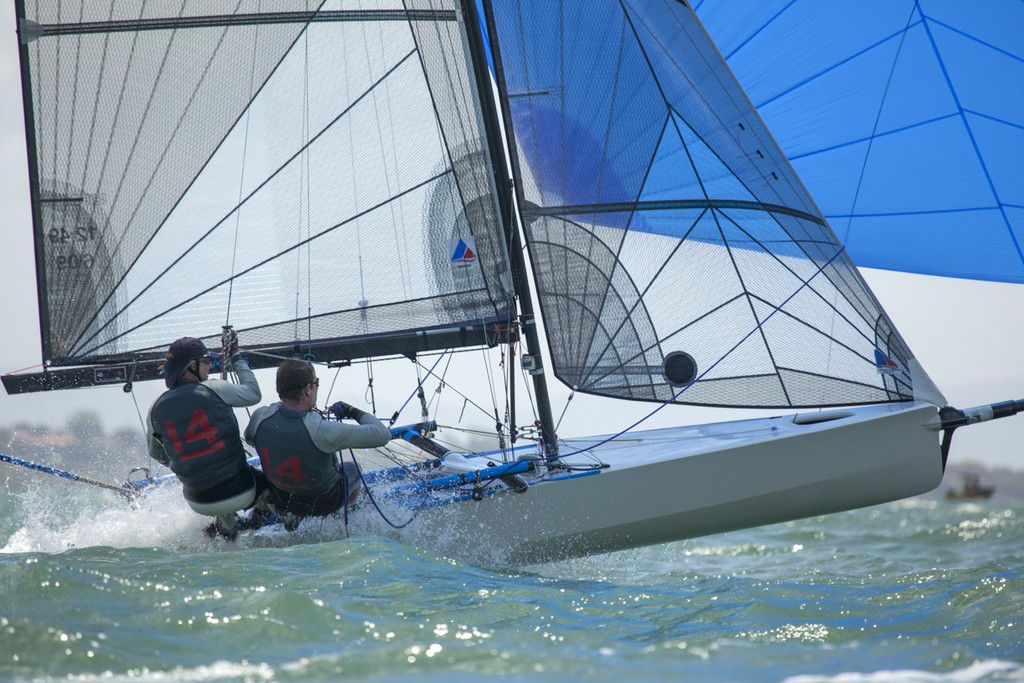 Fun downwind rides for everyone in the fleet in the moderate breeze  - I14 Australian Championships 2012 photo copyright Andrew Gough taken at  and featuring the  class