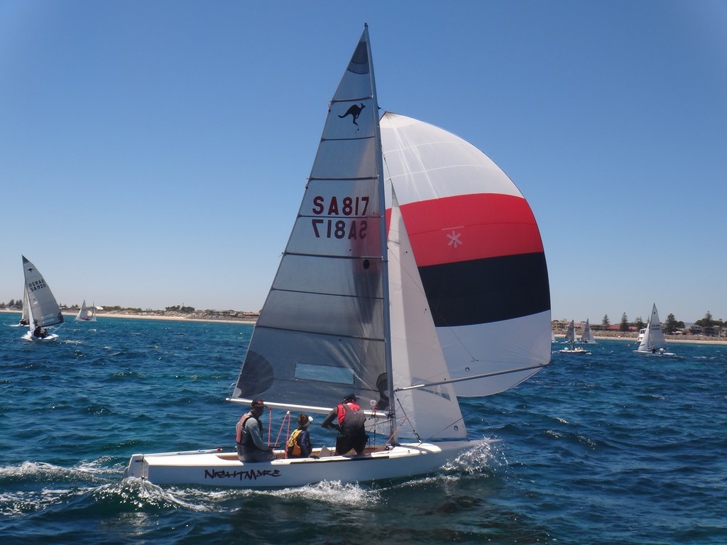 Steve Luders in ``Nightmare`` with Ilona Flockhart and Brad Luders - 70th Australian Sharpie Nationals photo copyright Ann Schmidt taken at  and featuring the  class