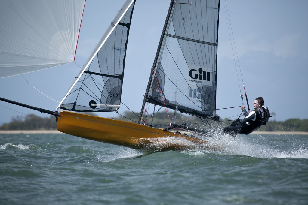 Devine and Furlong fly downwind to win race two  - I14 Australian Championships 2012 © Andrew Gough