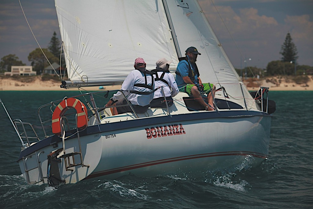 John Percy's Bonanza holding down second place in division 3 but has a DSQ in his scoreline. - Cockburn Sound Regatta photo copyright Bernie Kaaks taken at  and featuring the  class