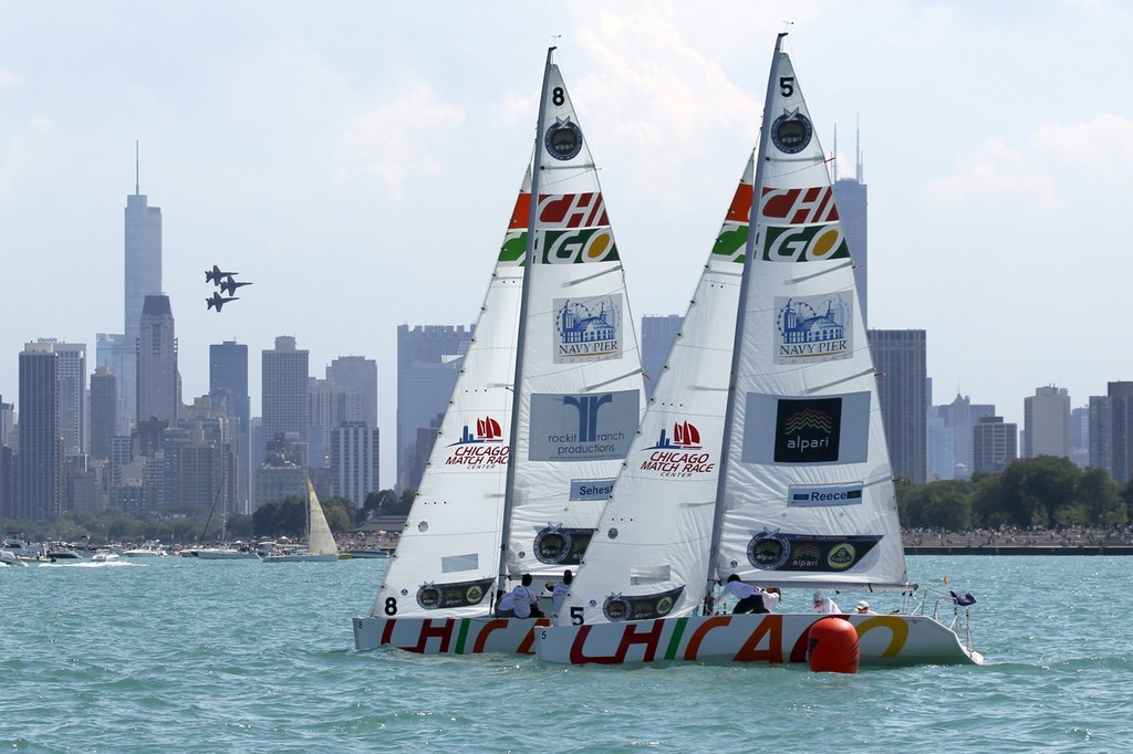 Crews on the water at the Chicago Match Race Center © Isao Toyoma