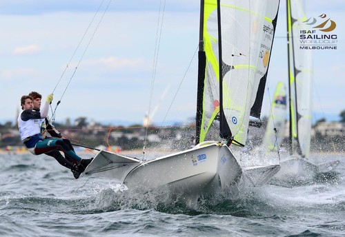 William Phillips & Nicholas Brownie (AUS) 49er class Oceania Leg of the ISAF Sailing World Cup 2012 © Jeff Crow/ Sport the Library http://www.sportlibrary.com.au