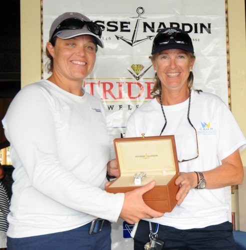 L to R Sally Barkow and regatta director Verian Aguilar Tuttle at the prize-giving. - Carlos Aguilar Match Race © Dean Barnes