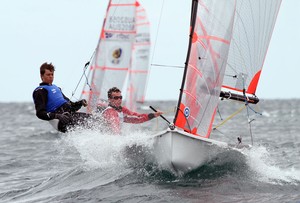 Harry Price and Angus Williams get the splashy stuff going. - ZHIK 29er National Championships photo copyright  Alex McKinnon Photography http://www.alexmckinnonphotography.com taken at  and featuring the  class