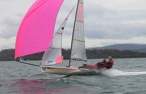 AUS 780 - Richie Reynolds and Lissa McMillan sailing in Tne Nude - Goaty Hill West Tamar Council B14 National Championships 2012 -2013 photo copyright Judi Marshall taken at  and featuring the  class