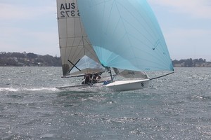 AUS 372 - Robbie Hunt and David McAully sailing The Hitcher - Goaty Hill West Tamar Council B14 National Championships 2012 -2013 photo copyright Judi Marshall taken at  and featuring the  class