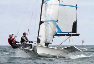Singapore's Kimberly Lim (2011 Opti World Champ) and Sara Tan. - 49er National Championships photo copyright  Alex McKinnon Photography http://www.alexmckinnonphotography.com taken at  and featuring the  class