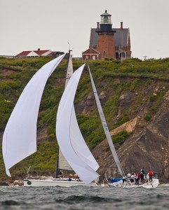 Competitors pass South East Light on Block Island while racing at Storm Trysail Club’s Block Island Race Week 2011 photo copyright  Rolex/Daniel Forster http://www.regattanews.com taken at  and featuring the  class