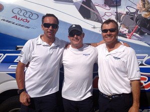 2013 Audi Melges 20 Miami Winter Series Event No 1 Champion - Russ Lucas (center), Federico Michetti (left) and Harry Melges III (right) photo copyright 2012 JOY | International Audi Melges 20 Class Association - copyright http://melges20.com/ taken at  and featuring the  class