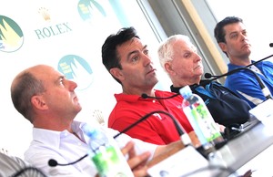 Serious business, serious faces. Matt Allen, Mark Richards, Syd Fischer and Mark Bradford. - Rolex Sydney Hobart Yacht Race 2102 photo copyright Crosbie Lorimer http://www.crosbielorimer.com taken at  and featuring the  class