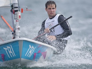 20120731 Copyright onEdition 2012©
Free for editorial use image, onEdition

Andrew Lewis (TRI) competing today, 31.07.12, in the Men's One Person Dinghy (Laser) event in The London 2012 Olympic Sailing Competition.

The London 2012 Olympic Sailing Competition runs from 29 July to 12 August and brings together 380 of the world's best sailors to race on Weymouth Bay.
Sailing made its Olympic debut in 1900 and has appeared at every Olympic Games since 1908.
In 2012 athletes from 63 n photo copyright  SW taken at  and featuring the  class
