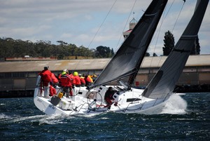 The Fork in the Road powering down the Tamar River yesterday in pursuit of AdvantEDGE - 2012 Launceston to Hobart Race photo copyright  Andrea Francolini Photography http://www.afrancolini.com/ taken at  and featuring the  class