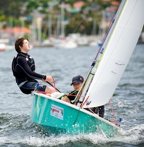 Sam Abel, fro Sandy Bay Sailing Club - International Cadet world championships 2012 photo copyright Dane Lojek taken at  and featuring the  class