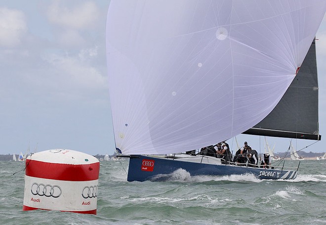 Newly crowned Audi IRC Class A Australian Champion, Shogun V, approaching the bottom mark. - TP52 Southern Cross Cup ©  John Curnow