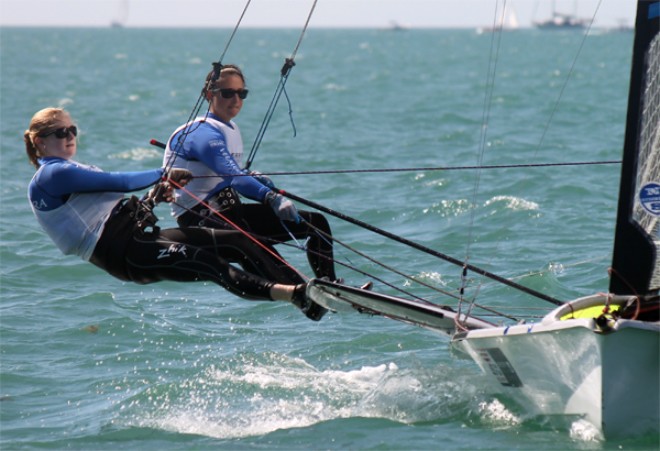 ISAF Sailing World Cup Miami 2013 - Allie Blecher and Helena Scutt (USA) end the opening day in sixth © ISAF 