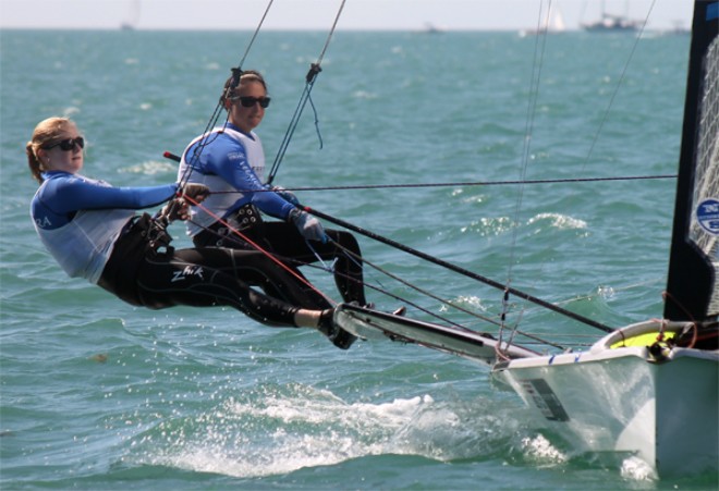 ISAF Sailing World Cup Miami 2013 - Allie Blecher and Helena Scutt (USA) end the opening day in sixth &copy; ISAF 