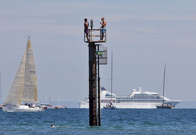 The things people will do to watch a yacht race. - TP52 Southern Cross Cup ©  John Curnow