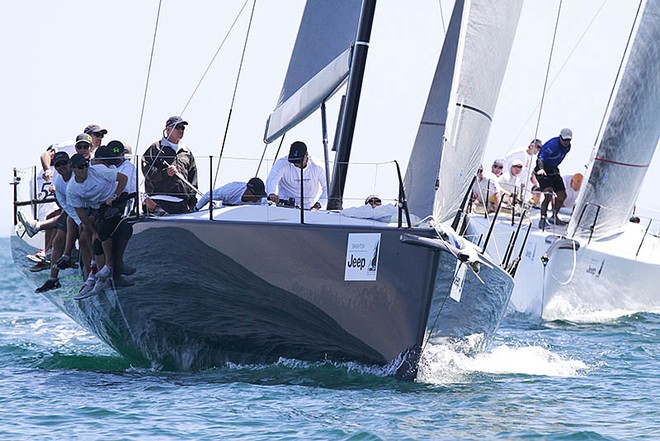 Marcus Blackmore’s Hooligan rounds the top mark with Team Beau Geste hot on their heels - TP52 Southern Cross Cup 2013 © Teri Dodds http://www.teridodds.com