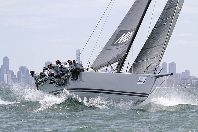 Calm lets fly in front of Melbourne’s CBD. - TP52 Southern Cross Cup © Teri Dodds http://www.teridodds.com