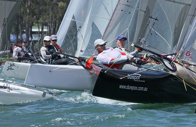 Rod Waterhouse and Chris Way power away from the start - F18 Nationals  © Crosbie Lorimer http://www.crosbielorimer.com