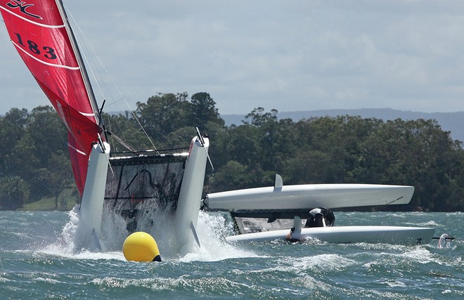 Adam Beashel and Grant Pellew hit the dive button - F18 Nationals  © Crosbie Lorimer http://www.crosbielorimer.com