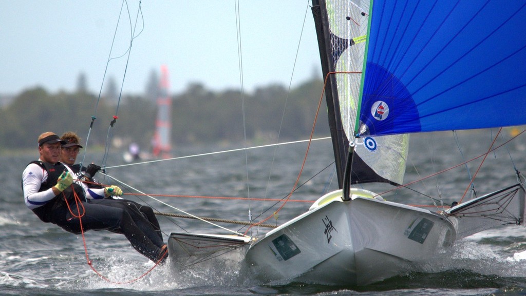 Day 1 49er Leaders AUS1261 David Gilmore & Sam Phillips - Zhik NSW and ACT 9er State Championships photo copyright David Price taken at  and featuring the  class