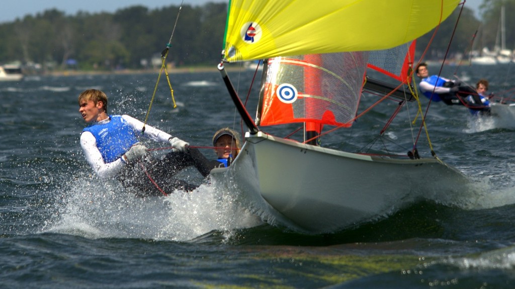 29er AUS 1696 Nina Long & Nathan Edwards Leading After Day 1 Round 2 - Zhik NSW and ACT 9er State Championships © David Price