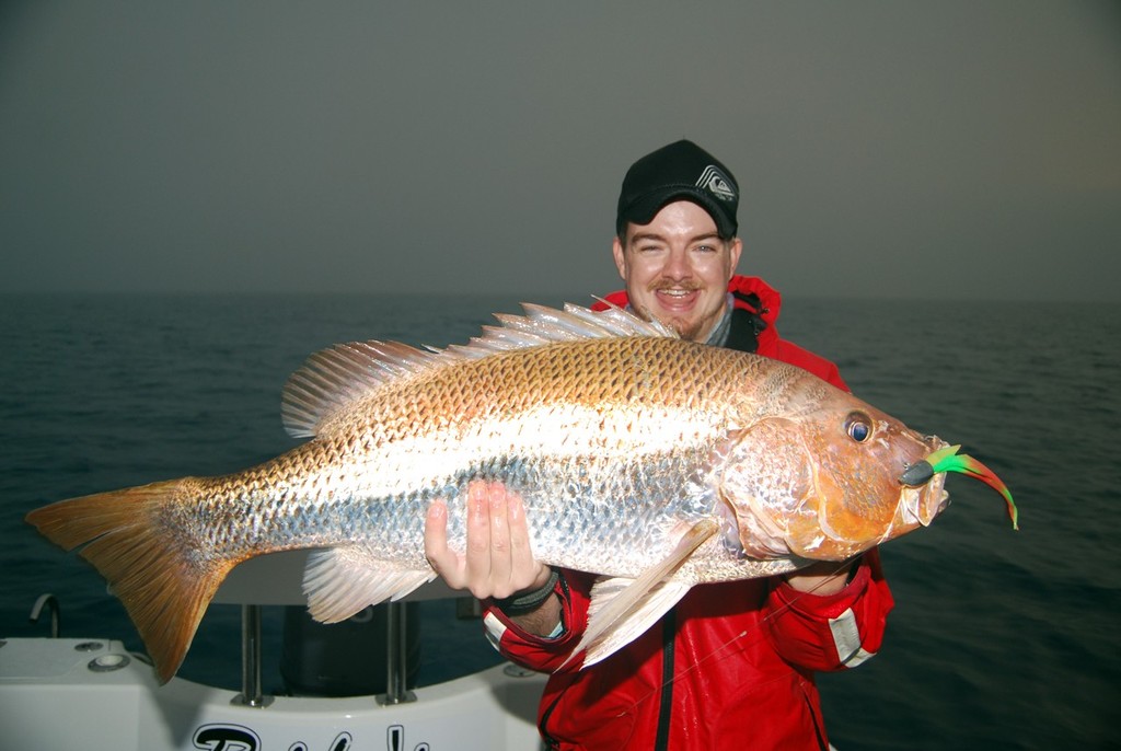 Lee with 86cm on north Queensland fingermark taken on a Gulp jerkshad. photo copyright Lee Brake taken at  and featuring the  class